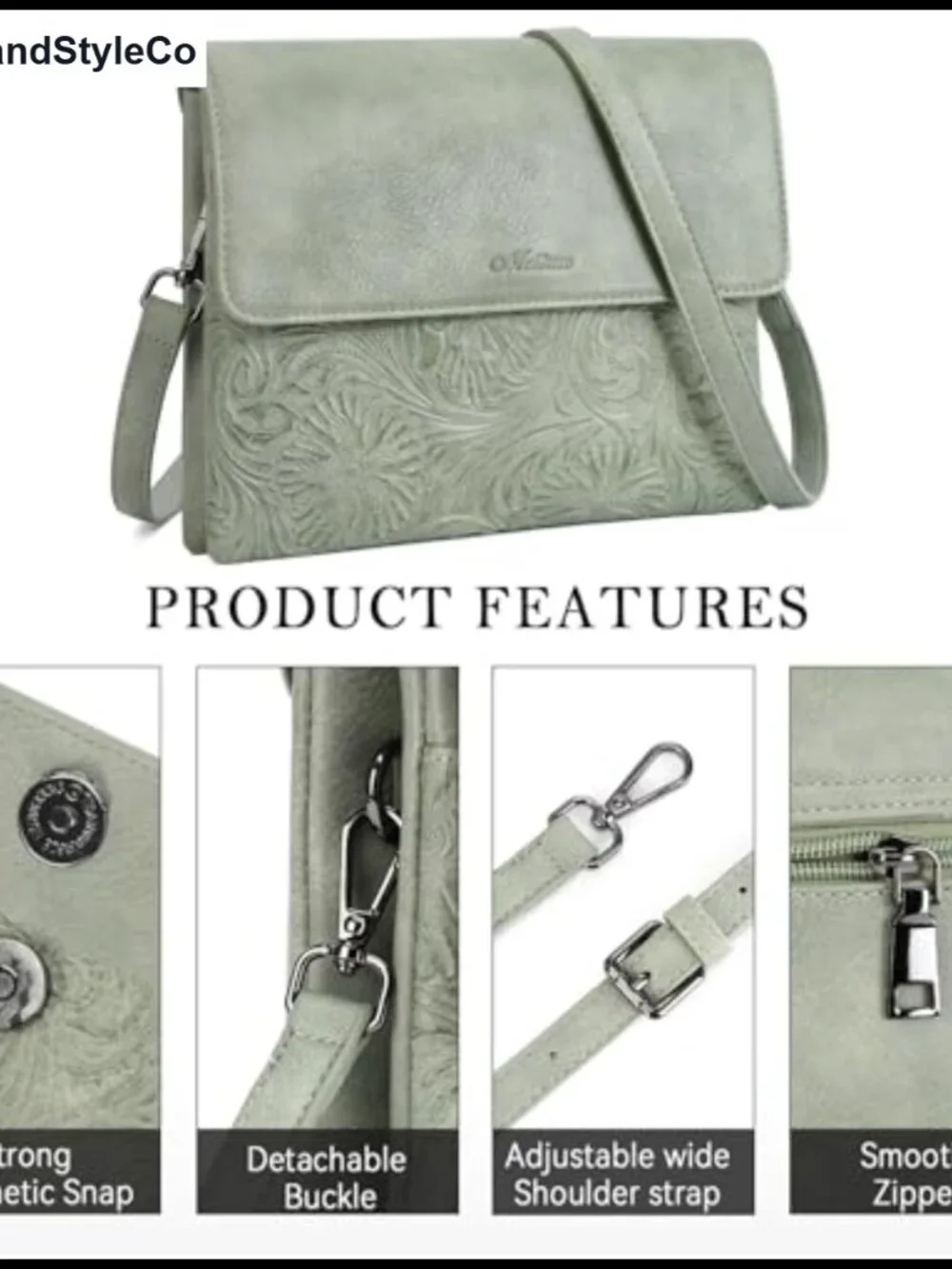Vegan Leather Small Crossbody Bag with Adjustable Strap